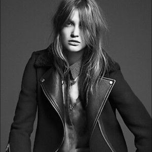 Sandro Black wool moto coat Coat Sz 38